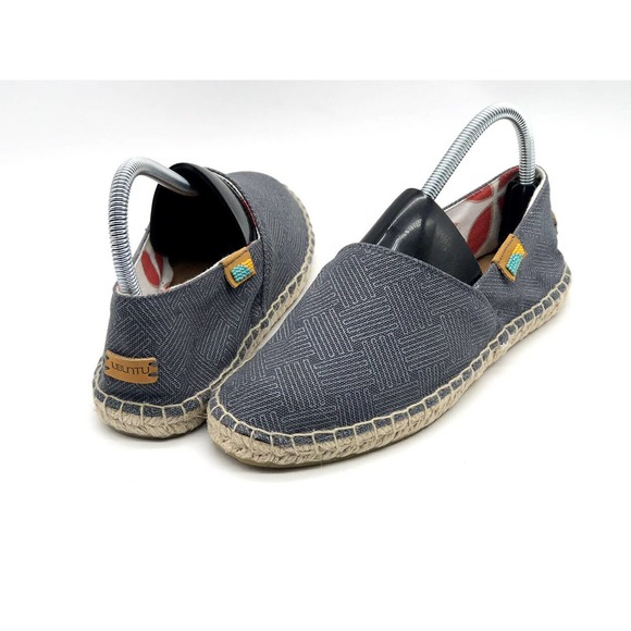 Ubuntu Womens Size 7.5 Shoes Blue Brown Comfort Handmade Kenyan Espadrille Flat - Picture 2 of 7
